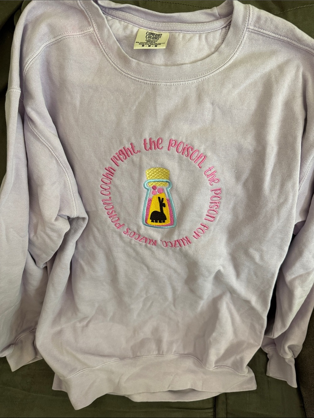 Disney: Comfort Colors Lilac Crewneck Sweatshirt with Embroidered Bunny Bottle